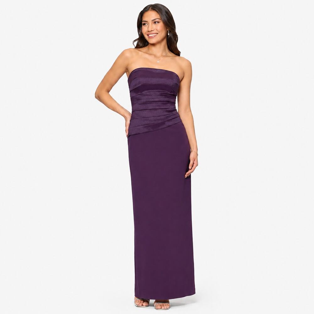 Betsy & Adam Formal Evening Gown Size 10 Purple Strapless Dress Wedding Party